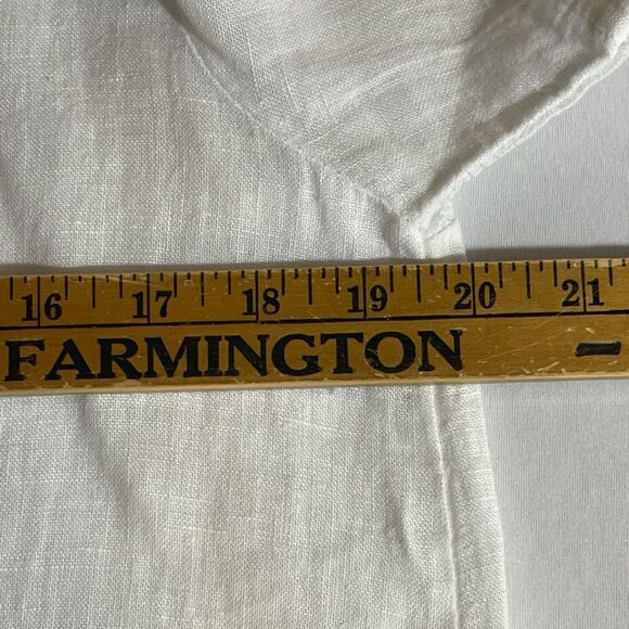 Terzo Millennio Linen Top Womens Medium White Italy Boho Crochet Lagenlook Beach - Picture 7 of 8